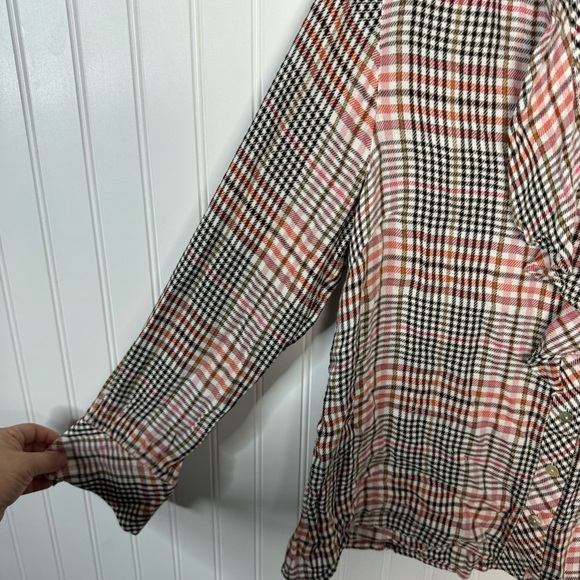 J.Jill Top Medium Petite Plaid Multicolor Long Sleeve Fall Casual Women’s - Picture 4 of 7